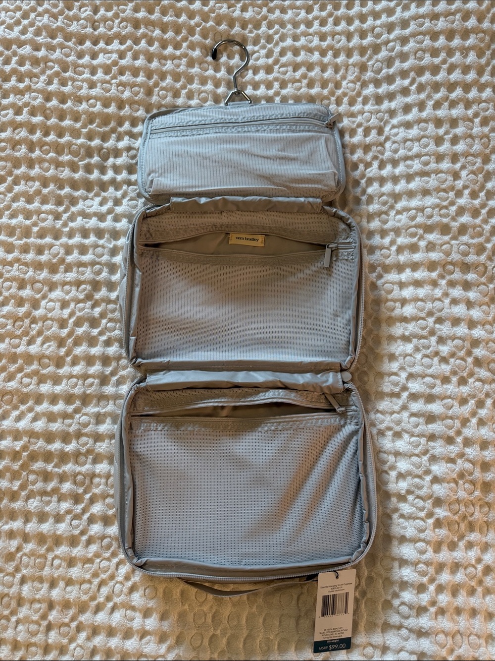 Vera Bradley Light Gray Hanging Travel Toiletry Organizer
